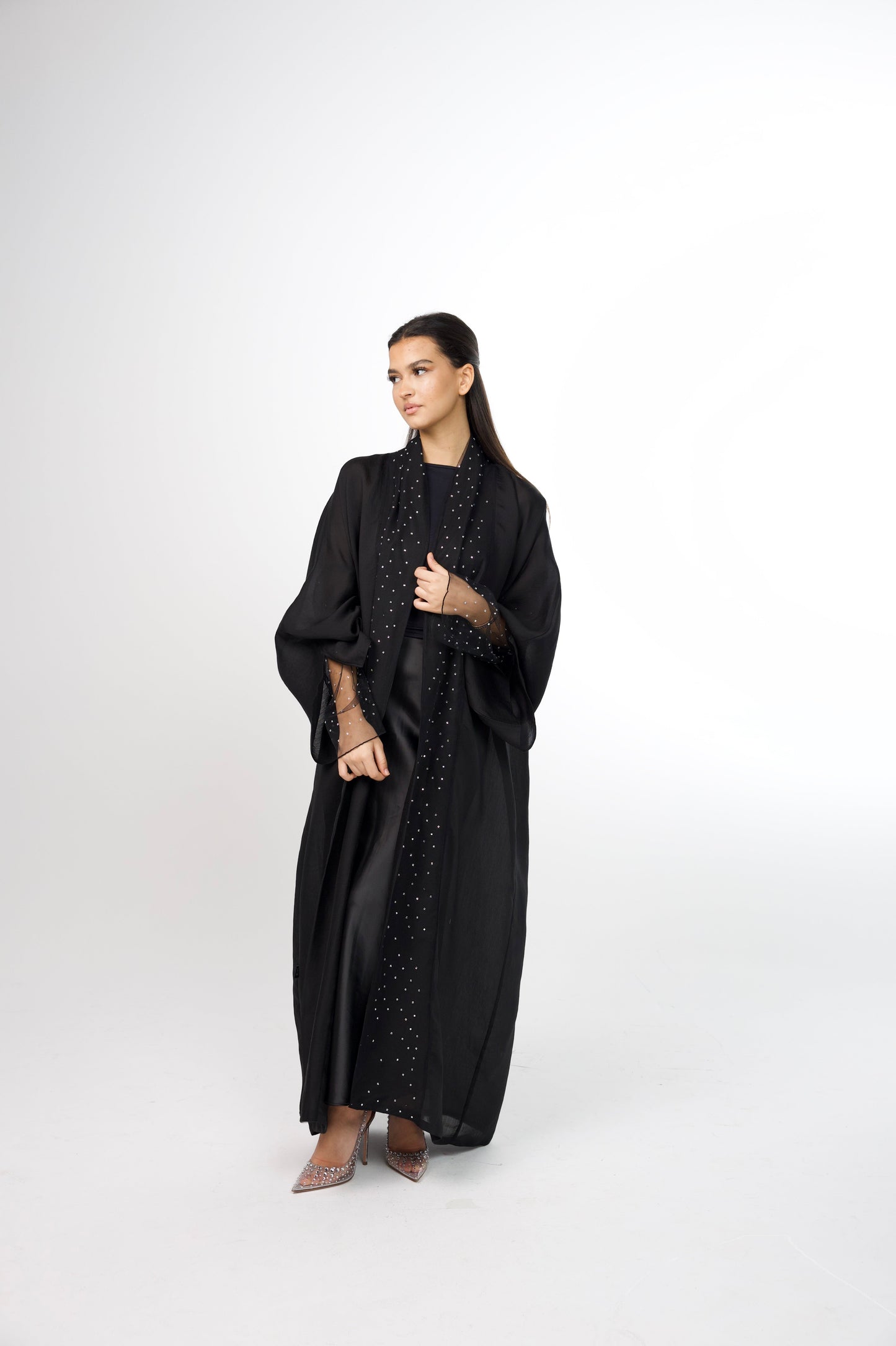 bling abaya in black