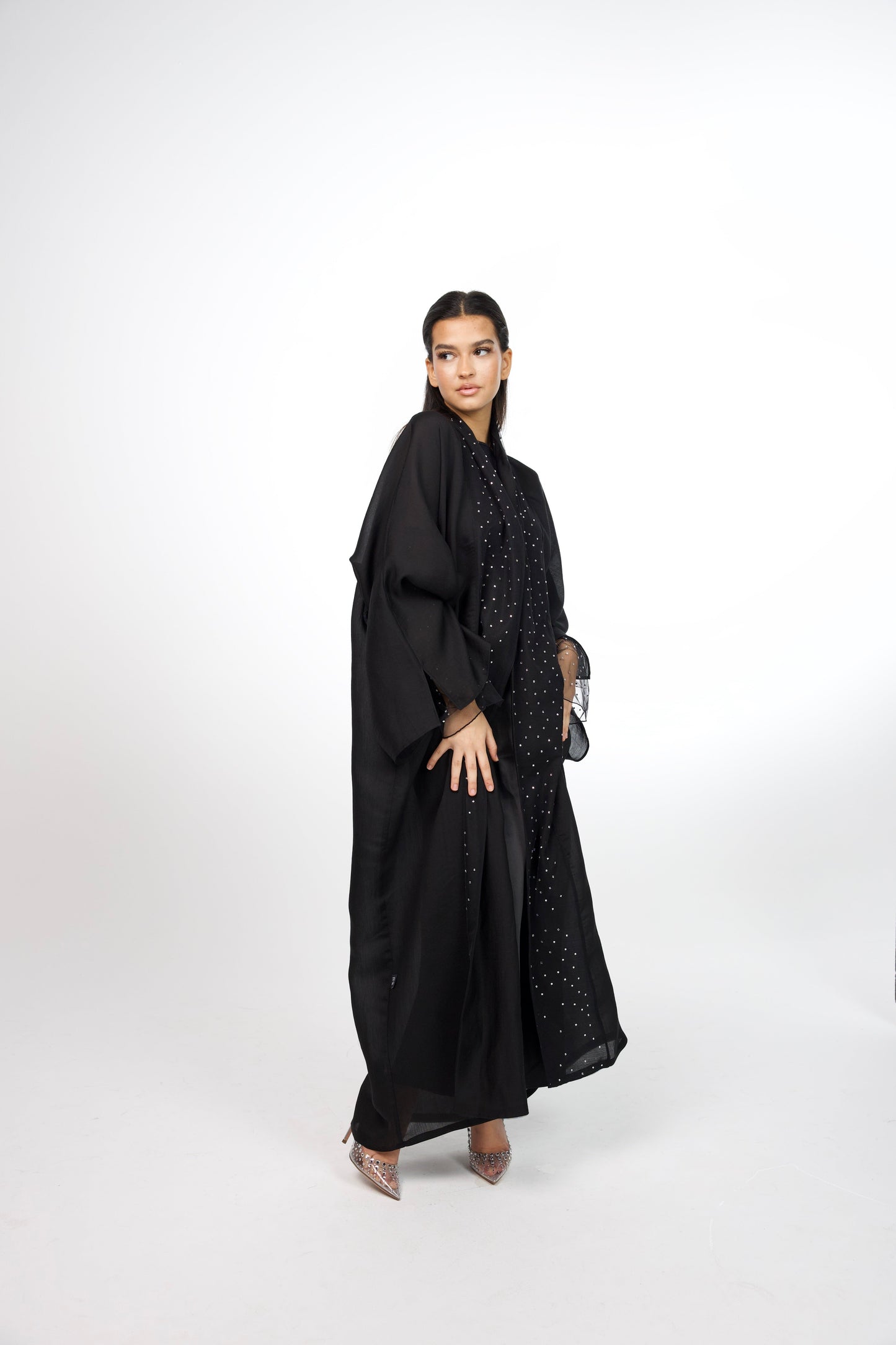 bling abaya in black