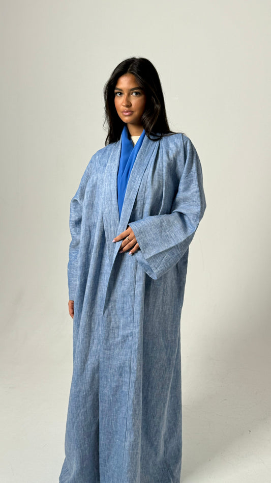 Linen Chambray in riviera blue