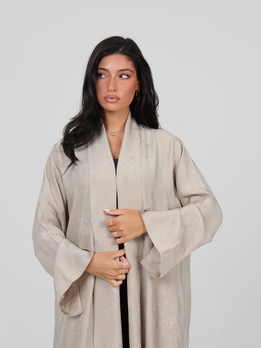 Floral beige abaya