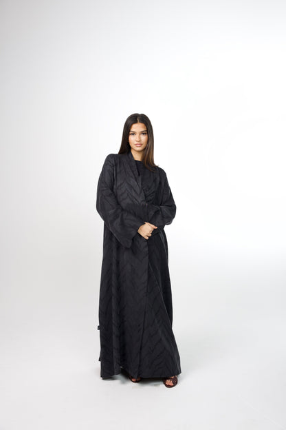waves abaya in faded black