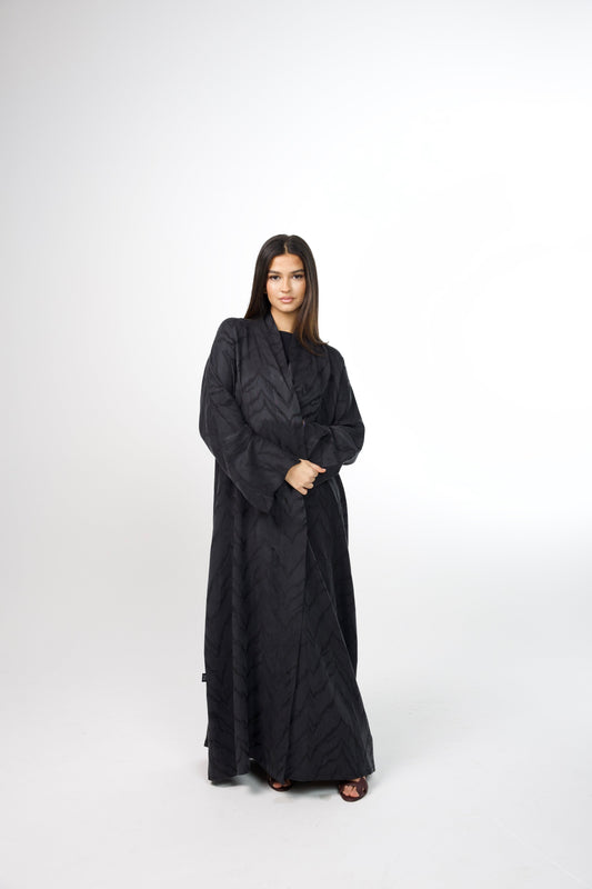 waves abaya in faded black