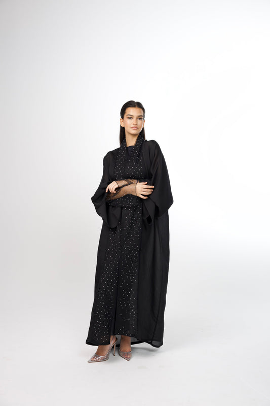 bling abaya in black