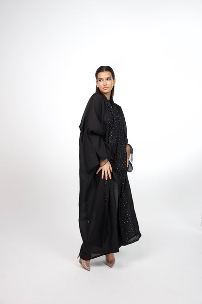 bling abaya in black