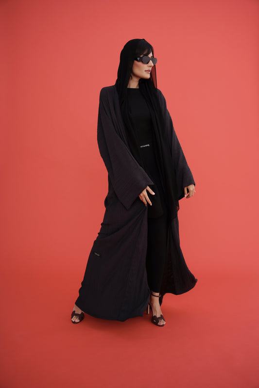 crushed silk in black