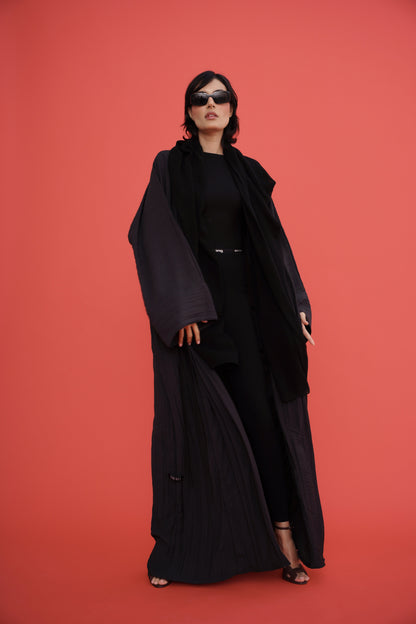 crushed silk in black